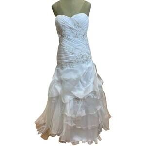 NEW GLS COLLECTIVE women's off shoulder wedding dress in white/silver